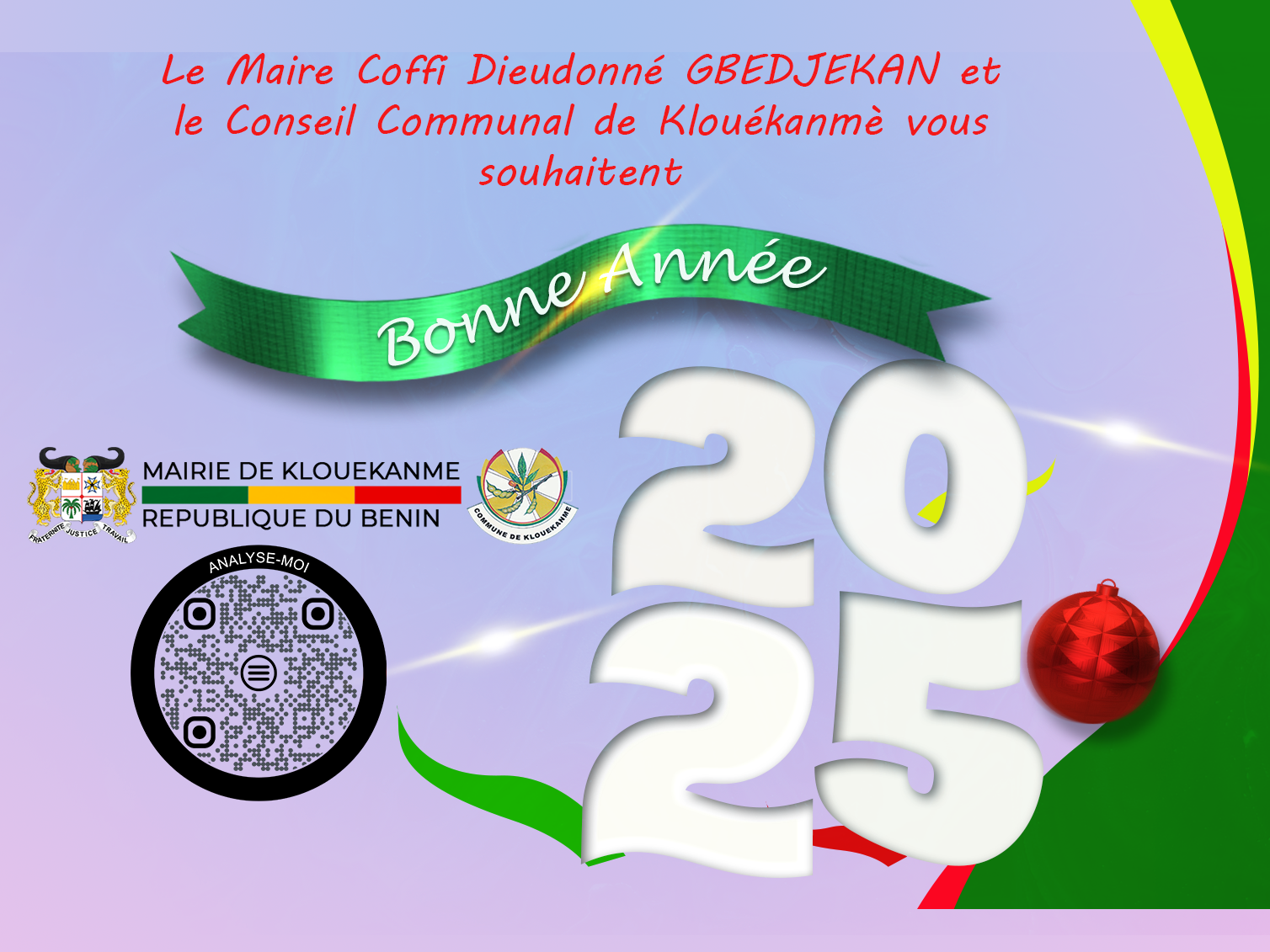 Les vœux du nouvel an  du Maire Coffi Dieudonné GBEDJEKAN